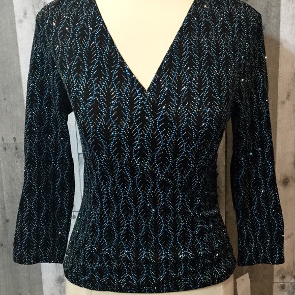 HELEN BLAKE Dressy Sparkle Top PETITE Small PS NWT - Picture 5 of 7